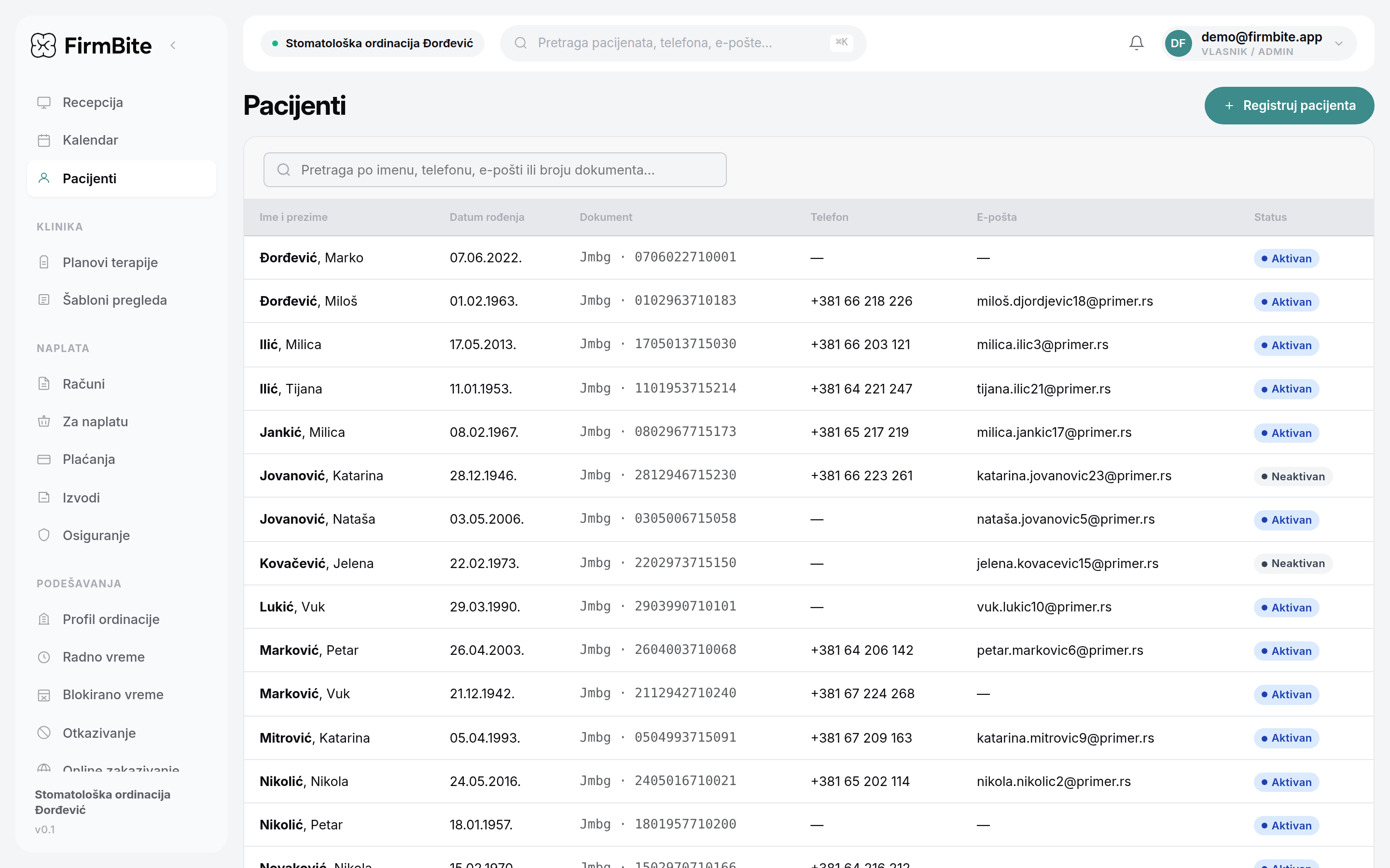 FirmBite kartoni pacijenata - evidencija i digitalni kartoni u stomatologiji